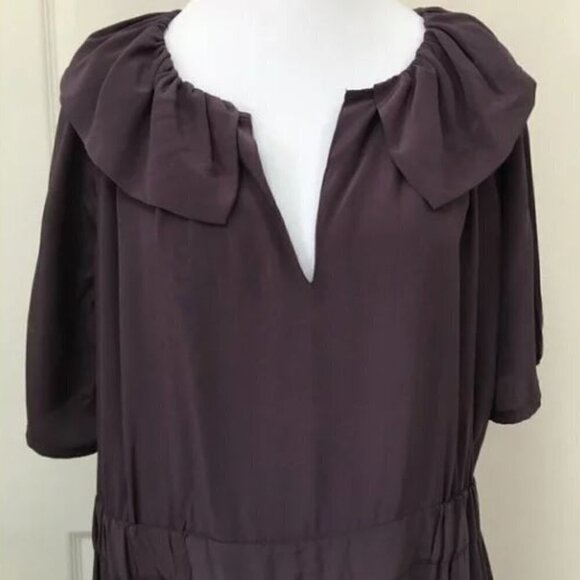 Vena Cava 100% Silk Purple and Navy  Dress Size 4 Short Sleeve - Picture 3 of 8